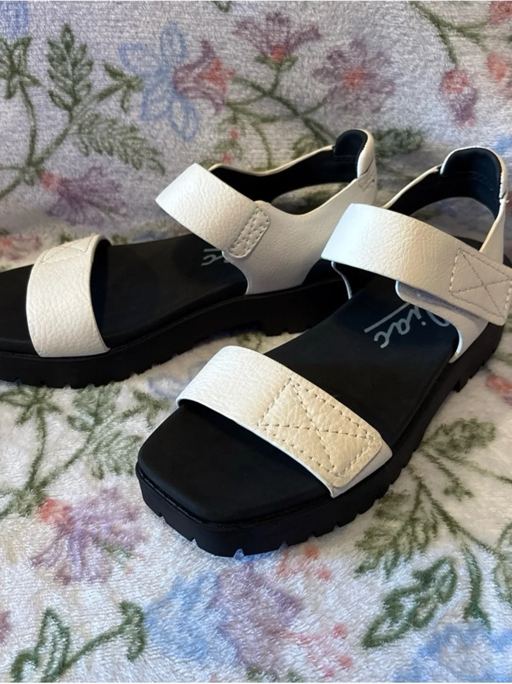 Zodiac White and Black Women’s Dual-Strap Sandals
